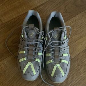 Asics Gray and Neon Yellow Running Shoes